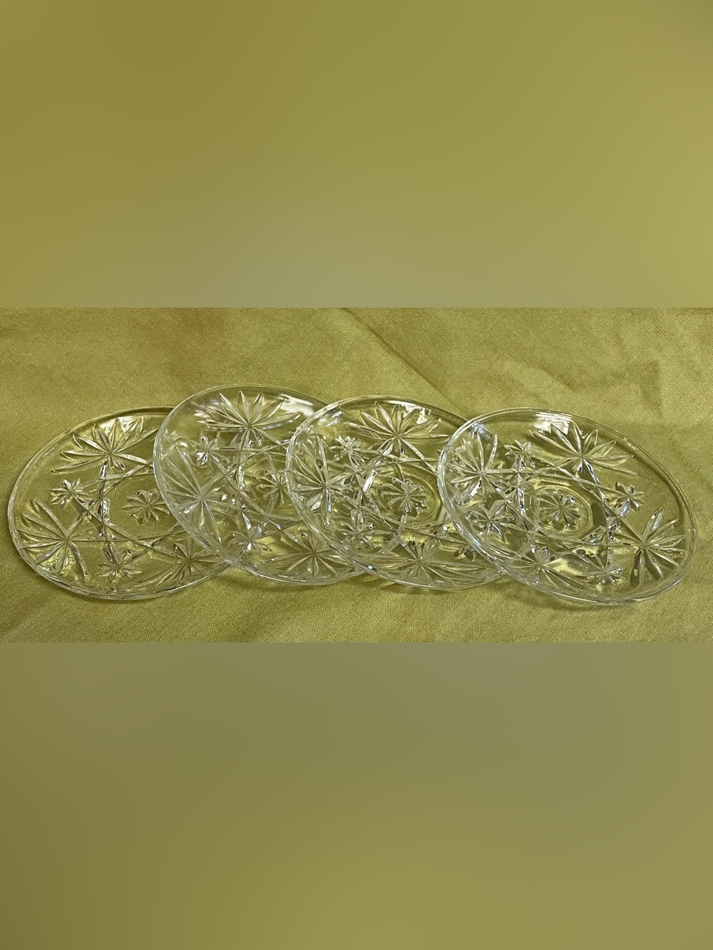Vintage Anchor Hocking Oatmeal Clear Glass Plates Starburst Design - Set of 4